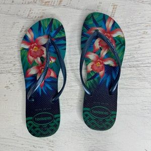 New Havaianas Flip Flops Wms Size US 9/10 - EUR 41/42 Cymbidium Orchid design